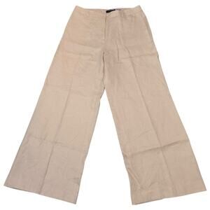 Lafayette 148 Dalton Wide Leg Pants Trousers 100% Linen Light Pink Peach Size 10